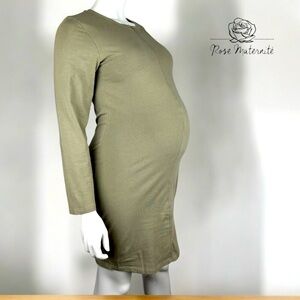 Rose Maternité, Olive Long Sleeve Maternity Dress, XXS 🤰
